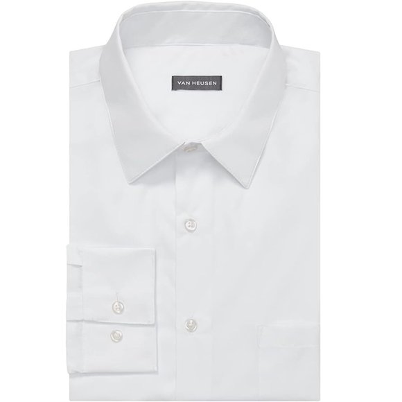 Van Heusen Regular-Fit White Long-Sleeve Poplin Dress Shirt 14.5 32/33 S. e91 - Picture 3 of 5
